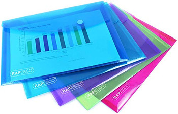 Rapesco Bright Popper Wallet Polypropylene A5 Assorted Colours Pack 5 0689