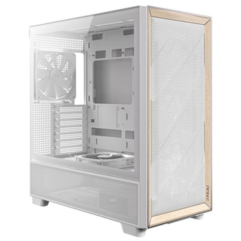 Antec Flux Mid Tower Pc Case - Tempered Glass White/Wood 5 Pwm Fans Usb-C E-Atx/ 0-761345-10134-9