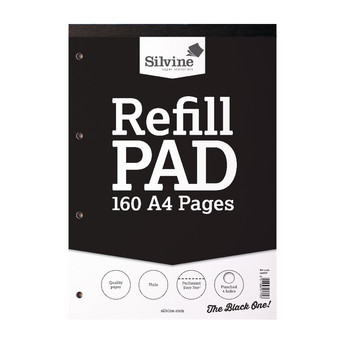 Silvine A4 Refill Pad Plain 160 Pages Black Pack 6 A4RPP