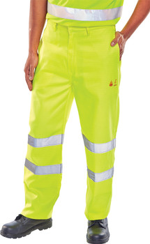 Beeswift Tesla Fire Retardant Hi-Vis Anti-Static Trousers Saturn Yellow Size 32 CFRASTETSY32