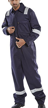 Beeswift Burgan Fire Retardant Anti-Static Boilersuit Navy Blue Size 40 CFRASBBSN40