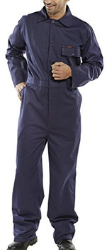 Beeswift Cotton Drill Boilersuit Navy Blue Size 34 CDBSN34