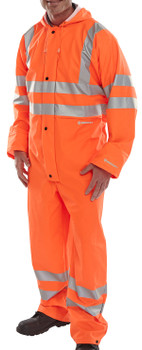 Beeswift Hi-Vis Pu Breathable Coverall Orange Size M PUCORM