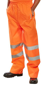 Beeswift Hi-Vis Padded Thermal Lined Rain Trousers Orange Size L PTENORL