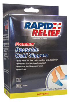 Rapid Relief Premium Reusable Hot/Cold Slippers 5"X12" Blue Size 12" RA11550
