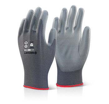 Beeswift Pu Coated Gloves Grey Size M PUGGYM