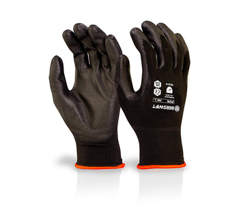 Beeswift Pu Coated Gloves Black Size S PUGBLS