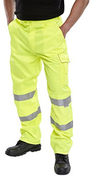 Beeswift Hi-Vis Poly Cotton Trousers Saturn Yellow Size 40 PCTENSY40