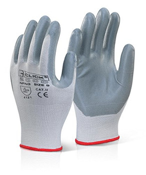 Beeswift Nitrile Foam Nylon Gloves Grey Size 9 NFNG09