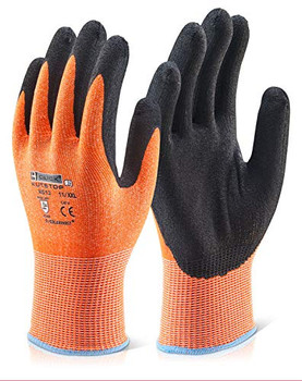 Beeswift Kutstop Micro Foam Nitrile Amber Cut Level 3 Gloves Amber Size M KS13M