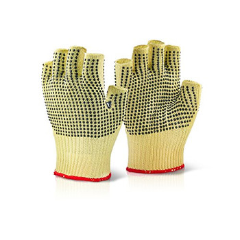 Beeswift Reinforced Fingerless Dotted Gloves Yellow Size 8 KFLGMWD08