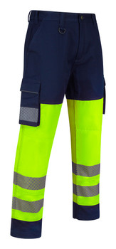 Beeswift Guardian Hi-Vis Safety Combat Trousers Saturn Yellow / Navy Size 32S HVTR01SYN32S
