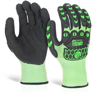 Beeswift Glovezilla Sandy Nitrile Coated Gloves Green Size M GZ60LGM