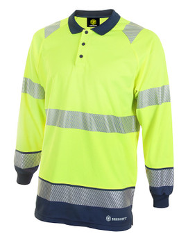 Beeswift Deltic Hi-Vis Two Tone Long Sleeve Polo Shirt Saturn Yellow/Navy XXL HVTT015SYNXXL
