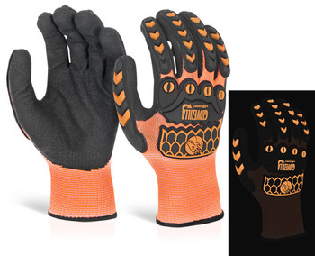 Beeswift Glovezilla Glow In The Dark Foam Nitrile Coated Gloves Orange Size M GZ66ORM