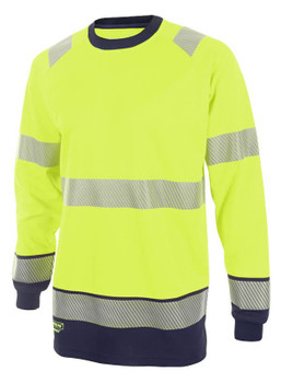 Beeswift Deltic Hi-Vis Two-Tone Long Sleeve T-Shirt Saturn Yellow / Navy Size M HVTT005SYNM