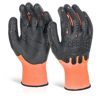 Beeswift Glovezilla Cut Resistant Fully Coated Impact Gloves Orange Size M GZ61ORM