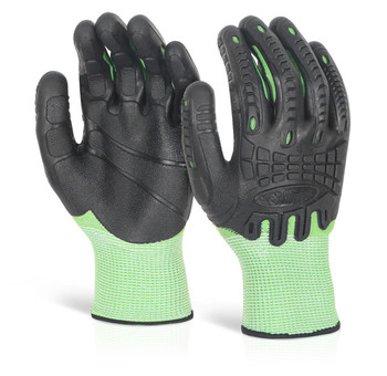 Beeswift Glovezilla Cut Resistant Fully Coated Impact Gloves Green Size M GZ62GM