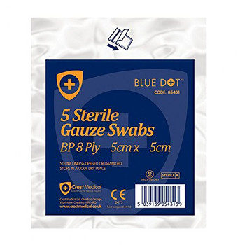 Click Medical Gauze Swabs 5Cm X 5Cm Pack Of 5 Sterile White CM0451