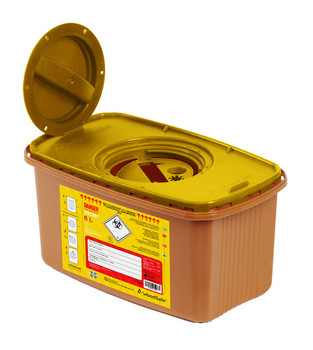 Woodsafe Sharps Bin Lid And Screw Fit Cap 6 Litre Brown Size 6L CM0923