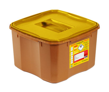 Woodsafe Sharps Bin Full Lid 25 Litre Brown Size 25L CM0925