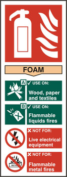 Beeswift Fire Extinguisher Foam Sign Rigid Pvc White Size 82X202MM BSS12307N