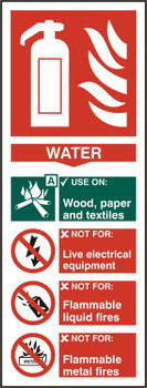 Beeswift Fire Extinguisher Water Sign Self Adhesive White Size 82X202MM BSS12308N