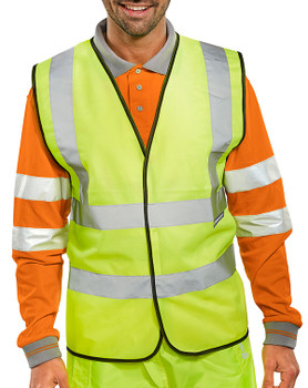 Beeswift Essential Bulk Buy Hi-Vis Vest Pack Of 100 Saturn Yellow Size 4XL BWCSY4XL