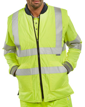 Beeswift Reversible Hi-Vis Interactive Bodywarmer Saturn Yellow / Navy Size S BWENGSYS
