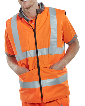 Beeswift Reversible Hi-Vis Interactive Bodywarmer Orange / Grey Size S BWENGORS