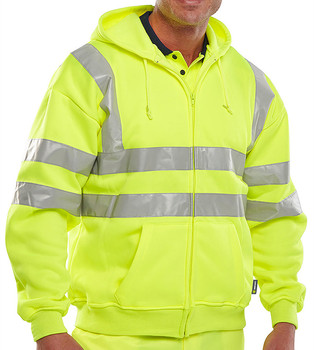 Beeswift Essential Hi-Vis Zipped Hoodie Saturn Yellow Size XL BSHSSENSYXL