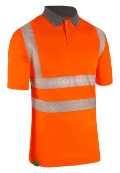 Beeswift Envirowear Hi-Vis Short Sleeve Recyclable Polo Shirt Orange Size L EWCPKSSORL