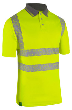 Beeswift Envirowear Hi-Vis Short Sleeve Recyclable Polo Shirt Saturn Yellow XXL EWCPKSSSYXXL