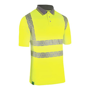 Beeswift Envirowear Hi-Vis Short Sleeve Recyclable Polo Shirt Saturn Yellow XXL EWCPKSSSYXXL