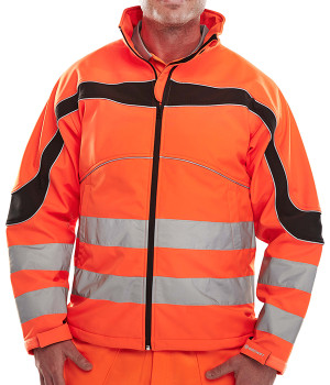 Beeswift Eton Hi-Vis Soft Shell Jacket Orange / Black Size XXXL ET41ORXXXL