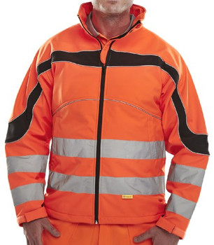 Beeswift Eton Hi-Vis Soft Shell Jacket Orange / Black Size XXL ET41ORXXL