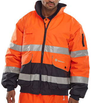 Beeswift Two-Tone Hi-Vis Europa Bomber Jacket Orange / Navy Size XXXXXL EBJORN5XL