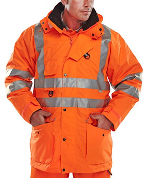 Beeswift Elsener Hi-Vis 7-In-1 Jacket And Bodywarmer Waterproof Orange Size S 7IN1ORS