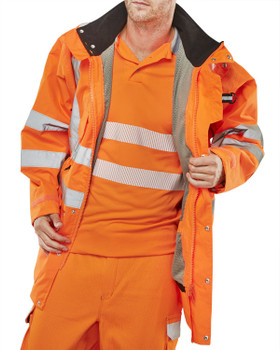 Beeswift Elsener Hi-Vis 7-In-1 Jacket And Bodywarmer Waterproof Orange Size XXXL 7IN1OR3XL