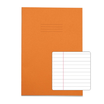 Rhino A4 Exercise Book 32 Page Orange Feint Ruled Margin 8Mm Pack 100 - VDU014-2 VDU014-29-0