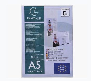 Exacompta Slanted Sign Holder Portrait A5 Clear Acrylic 85058D 85058D