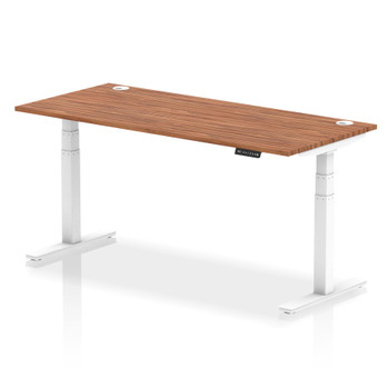 Dynamic Air 1800 X 800Mm Height Adjustable Desk Walnut Top Cable Ports White Leg HA01108