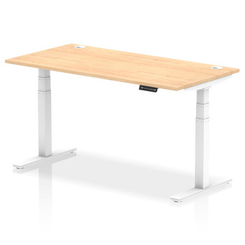 Dynamic Air 1600 X 800Mm Height Adjustable Desk Maple Top Cable Ports White Leg HA01115