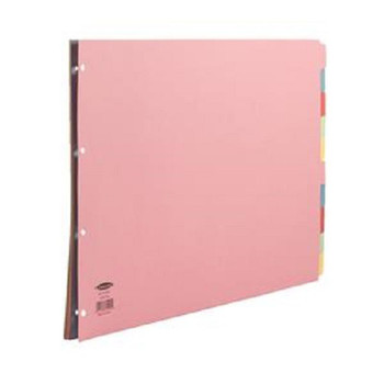Valuex Divider A3 Landscape 10 Part Multipunched Assorted Pastel Coloured Card 7 70499/J4