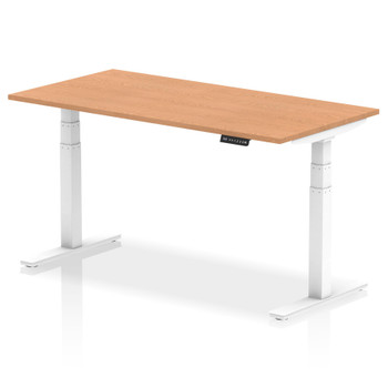 Dynamic Air 1600 X 800Mm Height Adjustable Desk Oak Top White Leg HA01039 HA01039