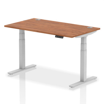 Dynamic Air 1400 X 800Mm Height Adjustable Desk Walnut Top Cable Ports Silver Le HA01086