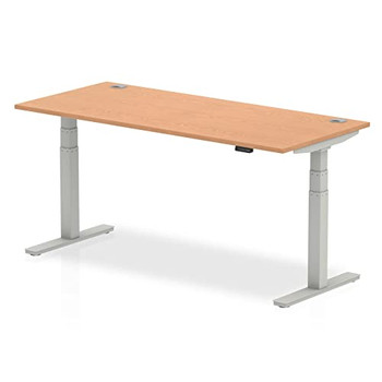 Dynamic Air 1800 X 800Mm Height Adjustable Desk Oak Top Cable Ports Silver Leg H HA01100