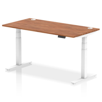 Dynamic Air 1600 X 800Mm Height Adjustable Desk Walnut Top Cable Ports White Leg HA01107