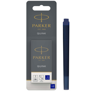 Parker Quink Long Ink Refill Cartridge for Fountain Pens Blue Pack 5 1950403