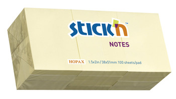 Valuex Stickn Notes 38X51mm 100 Sheets Pastel Yellow Pack 12 21003 21003